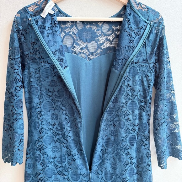 John Rocha Emerald Blue Lace Knee Length Dress - Picture 14 of 16